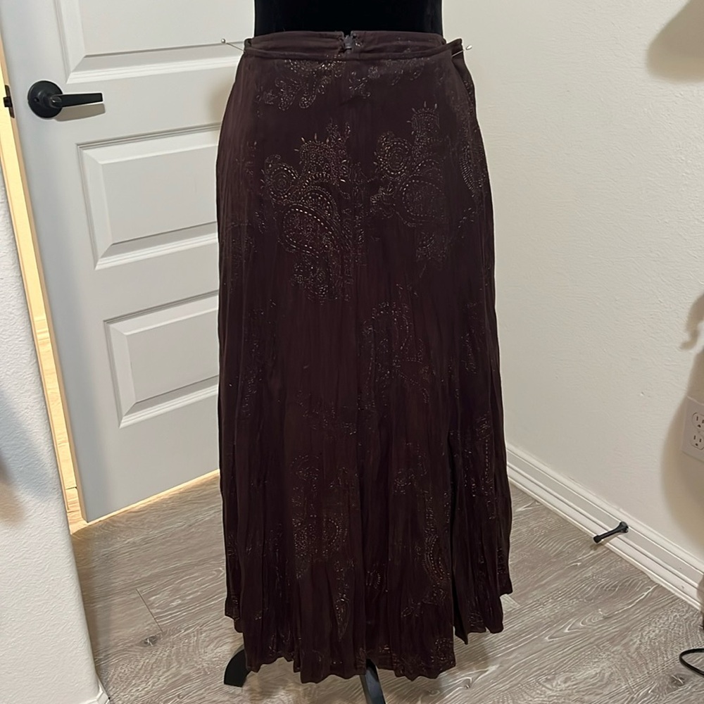 Reba brown skirt with bronze detail